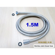 304不銹鋼明裝花灑圓管 - 淋浴桿/頂噴花灑連接桿 - 適用於明裝淋浴花灑杆固定座, 1.5M軟管(101)