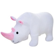犀牛造型絨毛玩具 公仔 仿真動物抱枕 靠墊娃娃 擺件 靠枕, 白犀牛,30CM