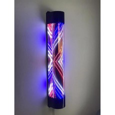 LED 미용실 이발소 헤어샵 싸인볼 간판 원형통 회전, 공식 표준, 120x18 빨간색  흰색 및 파란색 방향 외부