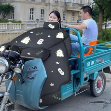 년형 전기 삼륜차 방풍 플리스 커버 보온 방수 오토바이 보호 윈드쉴드, J. 【어깨 보호 넥워머】 블랙 - 꼬마 공룡