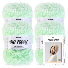 진텍스 빅푸들(100g) 뜨개실x4볼+빅푸들 보넷햇 도안, 1세트, 09_민트