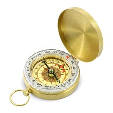 LINJIN 고급 빈티지 나침반 방위 자석 고정밀 방향지시 야광 기능 탑재 미니 휴대용, 1개, 금색