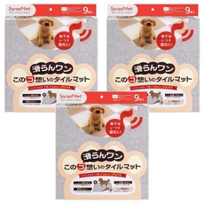 산코 반려동물을 생각한 미끄러지지 않는 흡착 타입 밀림 방지 타일 매트 4mm 9매입, 라이트 그레이, 3개