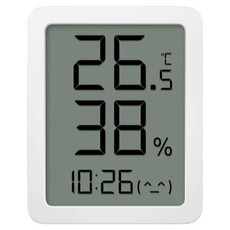 小米粉 秒秒測溫濕度計 LCD版 溫濕度計 智慧家庭 時間顯示 電子時鐘, 白, 1個