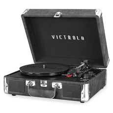 Victrola 빈티지 3단계 속도 블루투스 슈트케이스 턴테이블 및 스피커 검정색