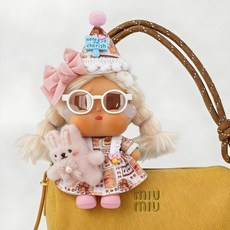 팝마트 크라이베이비 휴가 일기 시리즈 인형 인형옷 상의 치마 가방 안경 신발 토끼 세트 인형제외, 세트 (아기 옷만 입히고  아기는 아기 옷 입지 않음), 8 스커트+안경+신발+모자+핑크 토끼 세트-인형제외