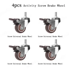 가구 바퀴 1 ~ 2 인치 캐스터 무거운 범용 음소거 바퀴 트롤리 의자 사무실 책상 의자용 고무 롤러 360 °, 04 2inch, 10 B-Brake