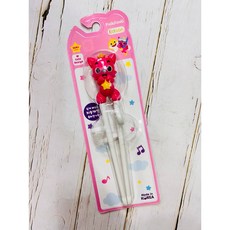 韓國 碰碰狐X鯊魚寶寶 兒童學習筷 1階3環設計 附姓名貼 學習餐具 兒童餐具, 1個, 現貨-碰碰狐, 粉紅色