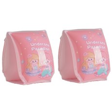 KP 熱銷加厚帶卡扣兒童手臂圈 充氣卡通水袖 寶寶學游泳浮袖浮漂 游泳池 游泳圈 泳圈 泳具 小孩泳圈 水上活動, （美人魚三角形）一對, 1個