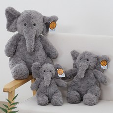 可愛大象造型安撫抱枕 柔軟毛絨填充玩具 兒童生日禮物, 1個, 灰大耳象,25公分