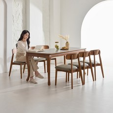 라로퍼니처 오딘 1650 포세린 통 세라믹 식탁 세트 참죽나무 원목 테이블, 일반의자 6, 그레이 식탁+아이보리 3+그레이 3