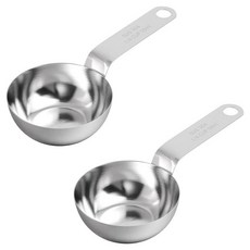 LEIFENY 블랙 실리콘 그립이 있는 1/4컵 (59ml 2온스) 싱글 계량컵 18/8 스테인리스 스틸 개별 계량 스쿱 2개 124044, 1/4 cup (2 fl oz)