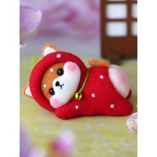 치프몰 양모펠트 DIY 패키지 세트, 432_딸기 방구 시바견, 1개