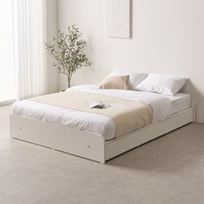 퍼니하우스 댈러스 3단 빅서랍 무헤드 수납침대 프레임 + 본넬 양면 매트리스 세트 SS/Q, 화이트(매트포함)