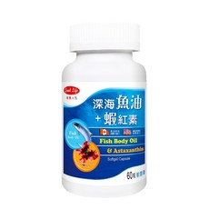 得意人生 深海魚油 蝦紅素 60粒 維生素E 紅藻萃取物, 1個, 【深海魚油+蝦紅素】60粒, 60份