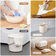 FaSoLa 圓形家用洗臉盆 洗衣盆 泡腳盆, 1個, 加厚加大/耐摔/耐高溫 宿捨必備好物推,超值兩件套:大號2件套