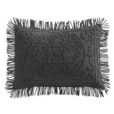 Beatrice Home Fashions Medallion 셔닐 침대보 풀 아이보리, 차콜