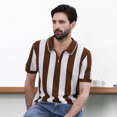 2026男士夏季 polo衫 短袖 涼感衣 寬鬆休閒運動上衣 吸濕排汗都會商務條紋針織 polo衫