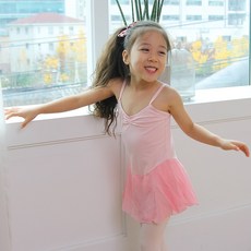 CR311 피치 쉬폰 레오타드 유아 아동 발레복