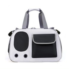 新款寵物包 貓咪外出包 單肩斜跨包 夏季透氣便攜狗狗包, 米白拼黑, 1個