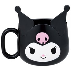 쿠로미 얼굴 머그컵 입체 캐릭터 플라스틱컵, 230ml, 1개, 블랙
