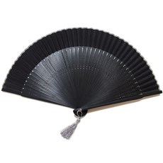 [Amazon.co.jp 한정] 부채 장인의 수제 신사 남성 단지 실크 부채 뼈 색 흑염 22cm 42 사이 (방 포함) 블랙 126021, 1개, 40g, 1개입