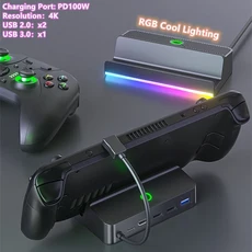 스팀덱 스탠드용 도킹 스테이션 TV 베이스 RGB 비디오 어댑터 홀더 도크 HDMI USB C타입 충전기 (스팀덱 게, 01 RGB 2.0 USB Port