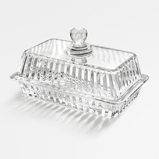 뚜껑이 있는 투명 유리 버터 접시 크리스탈 홀더 용기 조리대 및 냉장고용, diamond lid-clear