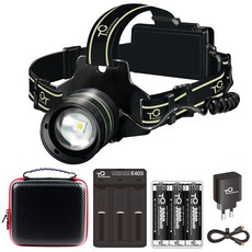 풀세트 고휘도 LED 충전식 헤드랜턴 헤드램프 해루질 등산 낚시 안전모 머리 랜턴 후레쉬, 1개