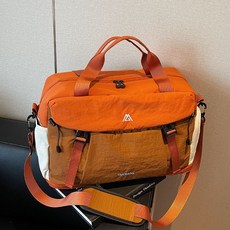 聚財包包 大容量短途出差手提行李包 時尚旅遊旅行包 輕便防水收納運動健身包, 1個, 橘色 擴容款