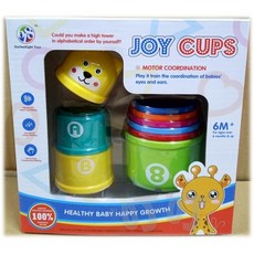 叮叮 歡樂小熊益智彩疊杯 JOY CUPS 123ABC 彩色套杯杯子疊疊樂 兒童益智玩具 堆疊玩具, 1個, 單組, 彩色