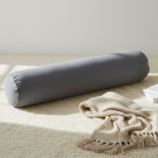 조은자리 안고자는 원형 바디필로우 대형 롱 쿠션 먼지없는 긴 베개 솜포함 세트, 01 피치스킨 진그레이