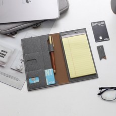 오브리즈 헤링본 메모패드 리갈패드 커버 3size, 차콜그레이