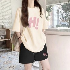 투니스 여성 라운드넥 레터링 프린팅 루즈핏 반소매 티셔츠