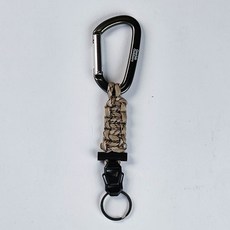 GeerTop Outdoors 傘繩D環戰術掛鉤 附打火石 手工編織傘繩 戶外安全裝備 沙漠色, 沙漠(第一代), 1個