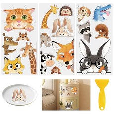 HICOHAND Rub On Transfers for Crafts 3pcs 애완견 전사 UV DTF 스티커 방수 데칼 가구 나무 스크랩북 유리 컵 꽃병 휴대폰 쉘 장식, 재미있는 동물 엿보기