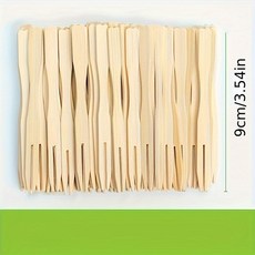 대나무 미니 포크 100개 세트 5인치 파티 디저트 식기 일회용, 100PCS