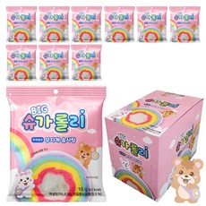 무지개 빅 슈가롤리 롤 한입 레인보우 솜사탕 간식, 100g, 1개