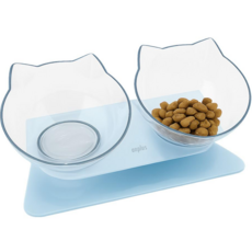 앙플러스 깔끔 강아지 고양이 반려동물 밥그릇 식기 2구, 1개, 화이트 2구