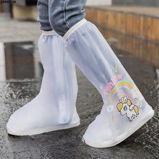 熱賣款防水鞋套【2418人好評】防水防暴雨旅游騎行防滑耐磨加厚防雨鞋套, 茶卡鹽湖【白色+藍色】高筒,拍一發二【35/36+35/36】