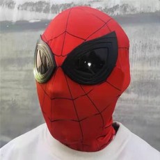 蜘蛛人面具 蜘蛛人 面罩 平常心 cosplay 頭套面罩 遠征蜘蛛人 黑色蜘蛛人 萬聖節 透氣 彈性 伸縮, 1個, 紅蜘蛛人（透明黑反光鏡片）(拉鍊)