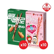 롯데 빼빼로 아몬드 32gx10개+스트로베리 37gx10개, 1세트, 690g