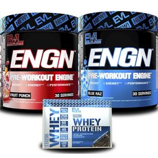 EVLUTIONNUTRITION ENGN藍色覆盆子口味+水果潘趣口味 312g+乳清蛋白雙倍濃郁巧克力口味 396.9g, 1個