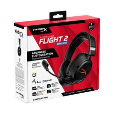 HyperX Cloud Flight 2 無線電競耳機，RGB燈效與100小時長效續航，支援多平台, 黑色