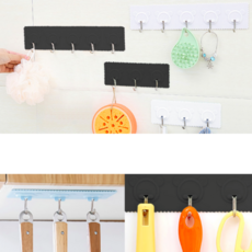 벽부착형 5구다용도주방걸이 가위집게국자 주방욕실다용도걸이대 화이트, 핑크