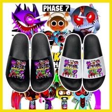 台灣-出貨恐怖节奏盒子新款儿童拖鞋外穿室内女童防滑男童夏季软底居家卡通, 节奏盒子组合1-彩色英文上面-黑,38（偏小一码）