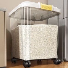 米桶家用食品級防蟲防潮密封裝米桶麵粉麵桶米箱米糧收納盒儲物罐, 全透明【可視化米糧變化】,大號-20斤裝【防蟲盒+密封膠條】送量杯, 1個