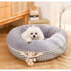 강아지 포토존 도넛 방석 반려동물 고양이 침대 매트, 폭50cm 블루, 폭50cm 블루