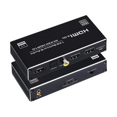 易控王 4K HDMI分配器 一進二出 音訊分離器(3.5mm SPDIF Coaxial) 支援超高畫質影像傳輸, 1個, 50-507-12