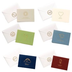감사 축하 미니 메세지 카드+봉투세트 엽서 편지지, 6개입